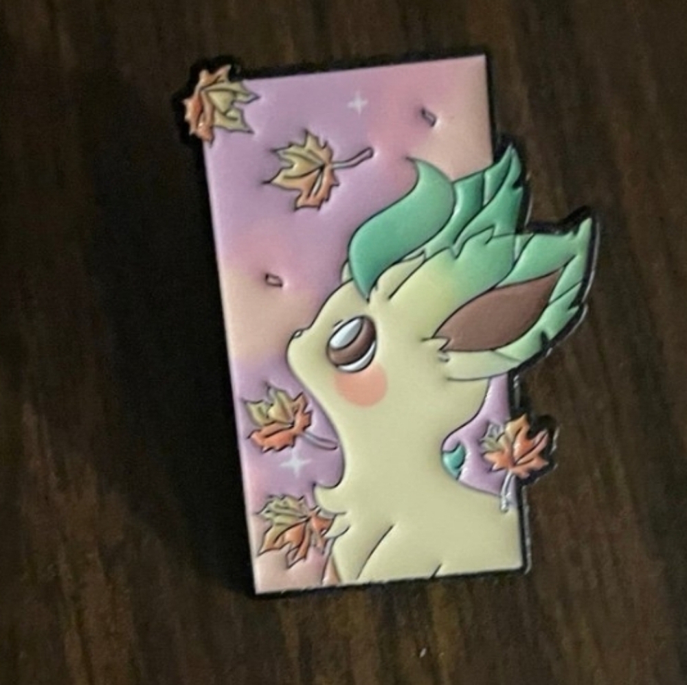 Pokemon Leafeon Enamel Pin - Green and Pink